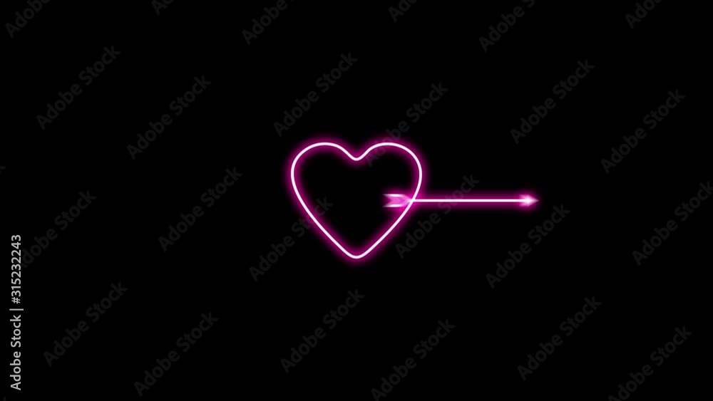 Animation of red heart pierced by an arrow, Design elements for Valentine's day. Animation of red heart pierced by an arrow, Design elements for Valentine's day.