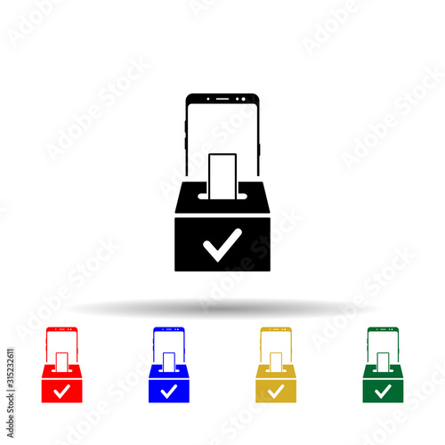 Smartphone, box, check multi color style icon. Simple glyph, flat vector of mobile concept icons for ui and ux, website or mobile application