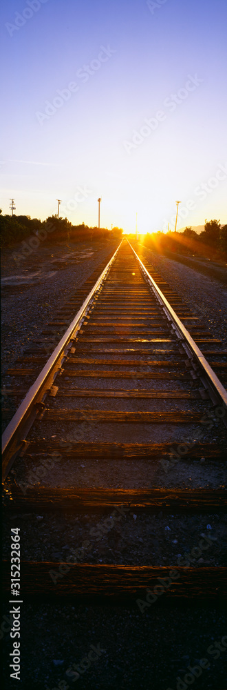 Sunrise over railroad tracks near Fillmore, California Sunrise over railroad tracks near Fillmore, California