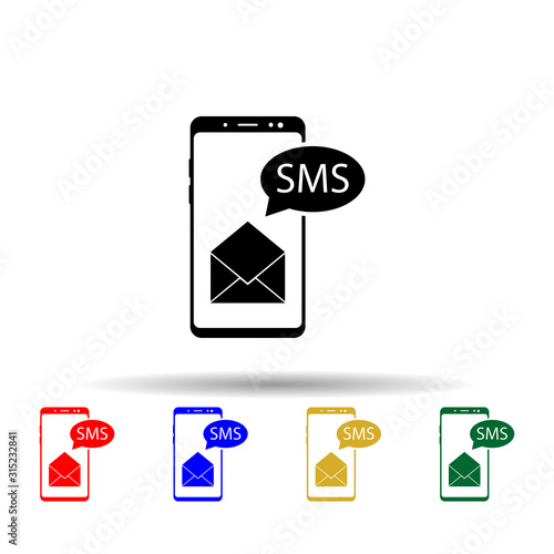 Smartphone, envelope, sms multi color style icon. Simple glyph, flat vector of mobile concept icons for ui and ux, website or mobile application