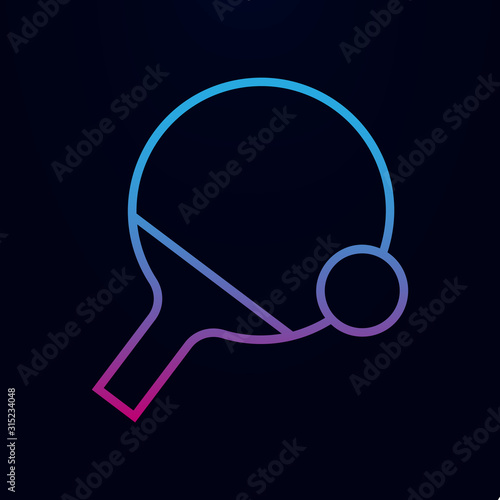 Ping pong table tennis paddle with ball line nolan icon. Simple thin line, outline vector of web icons for ui and ux, website or mobile application