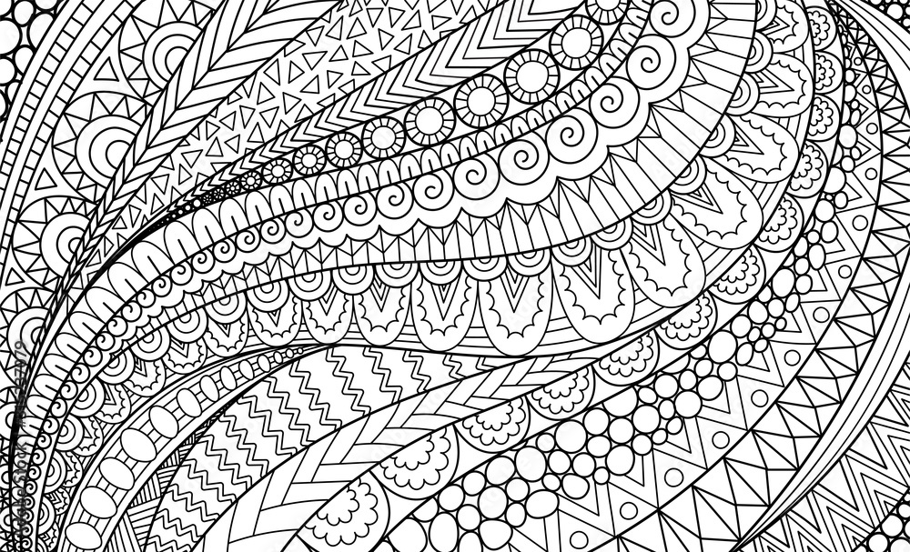 Line art of abstract movement for background, adult coloring book