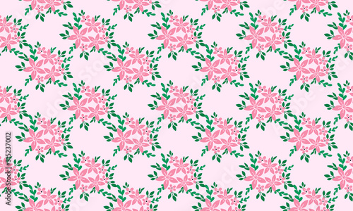 Valentine Flower pattern background, with leaf and pink flower modern design.