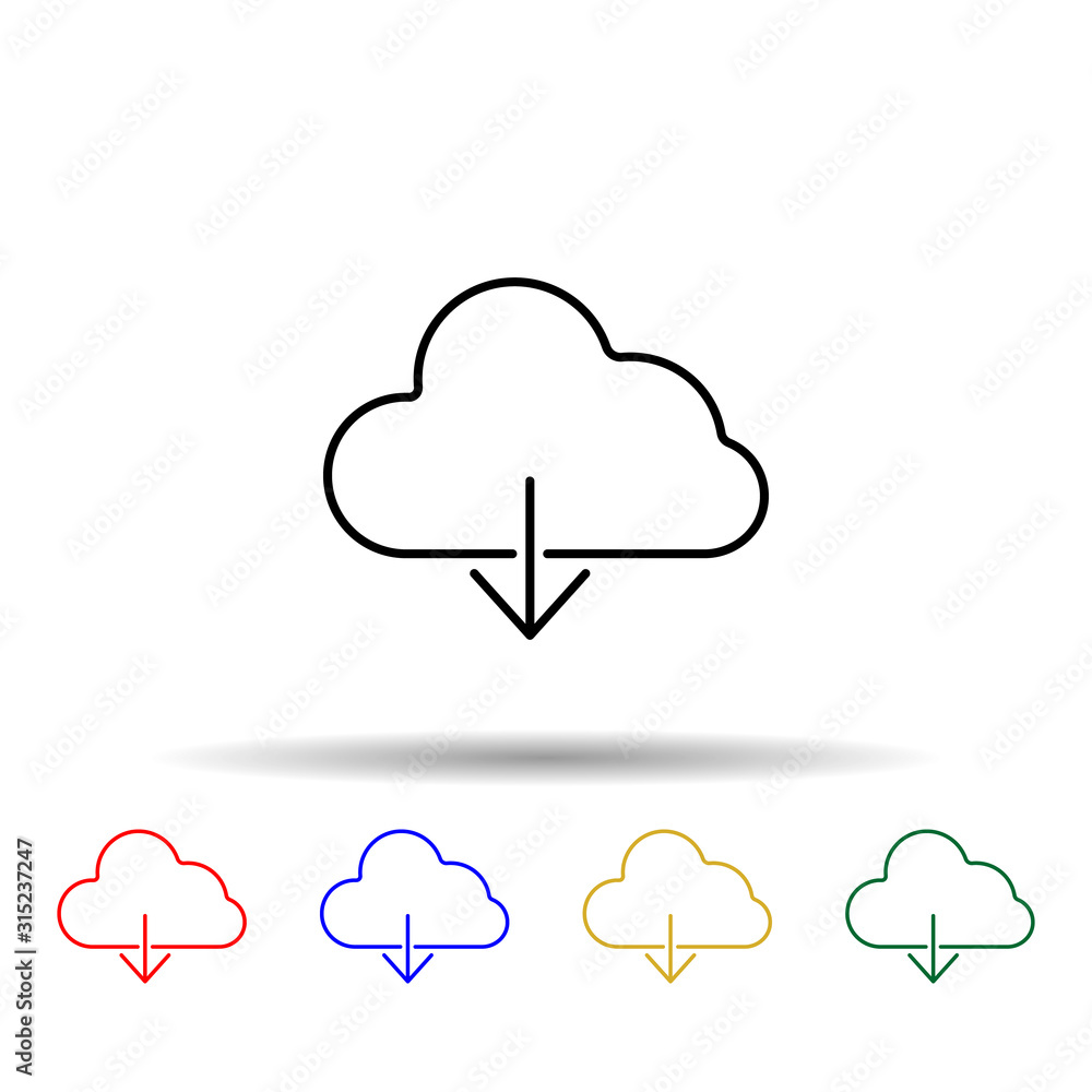 booting from the cloud multi color style icon. Simple thin line, outline vector of web icons for ui and ux, website or mobile application booting from the cloud multi color style icon. Simple thin line, outline vector of web icons for ui and ux, website or mobile application