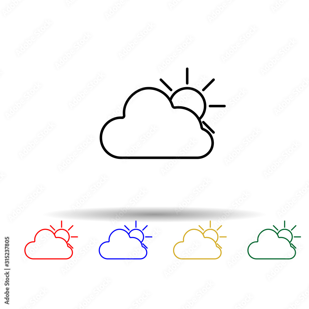 the sun behind the clouds multi color style icon. Simple thin line, outline vector of web icons for ui and ux, website or mobile application the sun behind the clouds multi color style icon. Simple thin line, outline vector of web icons for ui and ux, website or mobile application
