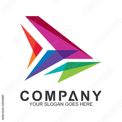 colorful arrow logo, fast motion vector, delivery service icon, speed arrow, travel and transportation symbol, media tech logo design, abstract arrow business logo template