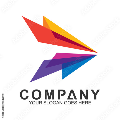 colorful arrow logo, fast motion vector, delivery service icon, speed arrow, travel and transportation symbol, media tech logo design, abstract arrow business logo template