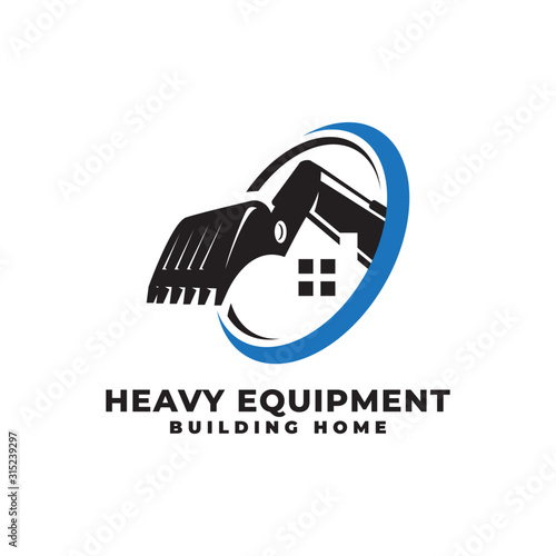 Heavy Equipment Excavator Building Home Logo Vector Icon Illustration