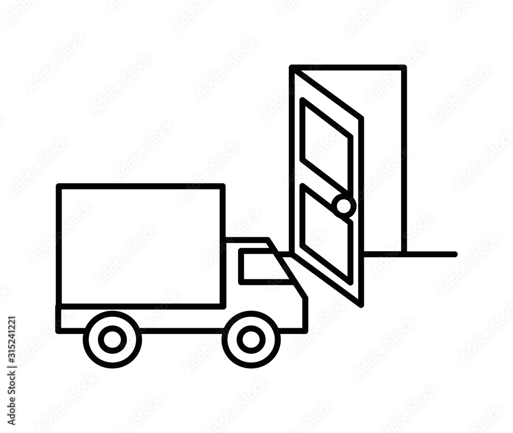 delivery service truck with door