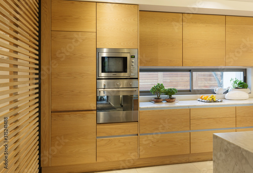 Wood cupboard in home showcase interior kitchen photo