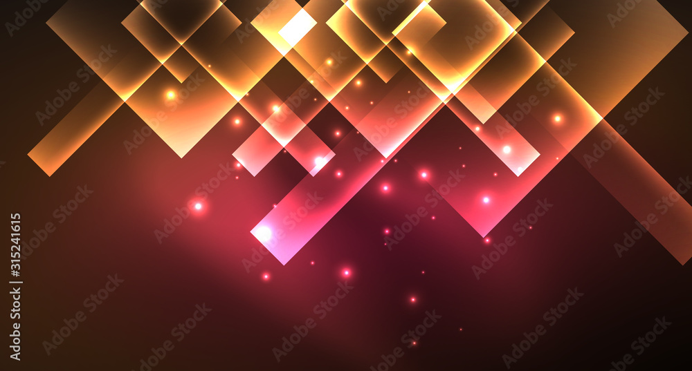 Shiny neon design square shape abstract background. Retro vector abstract design banner template - obrazy, fototapety, plakaty 