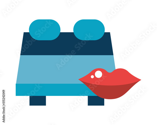 sexy female lips love with bed
