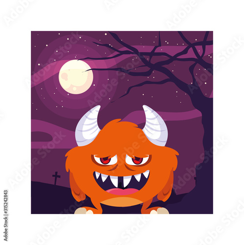 scary monster in halloween night, angry monster