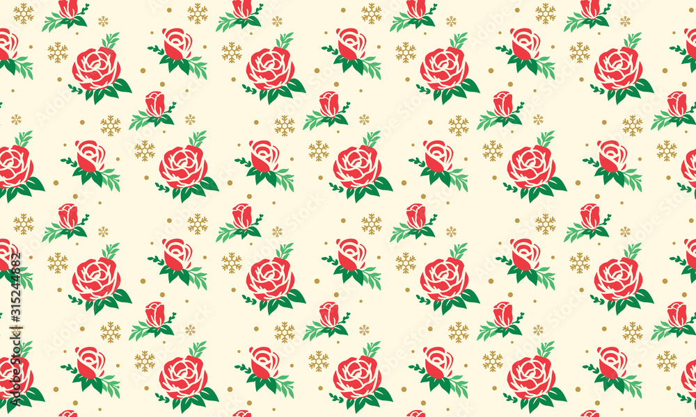 Style elegant Christmas floral pattern background, with beautiful red flower. Style elegant Christmas floral pattern background, with beautiful red flower.