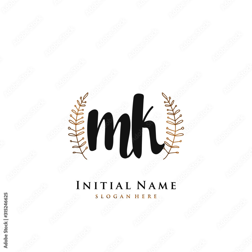 MK Initial handwriting logo vector MK Initial handwriting logo vector