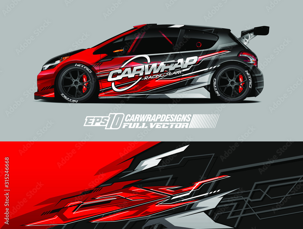 Car wrap design vector. Graphic abstract stripe racing background designs for wrap cargo van, race car, pickup truck, adventure vehicle. Eps 10 Car wrap design vector. Graphic abstract stripe racing background designs for wrap cargo van, race car, pickup truck, adventure vehicle. Eps 10