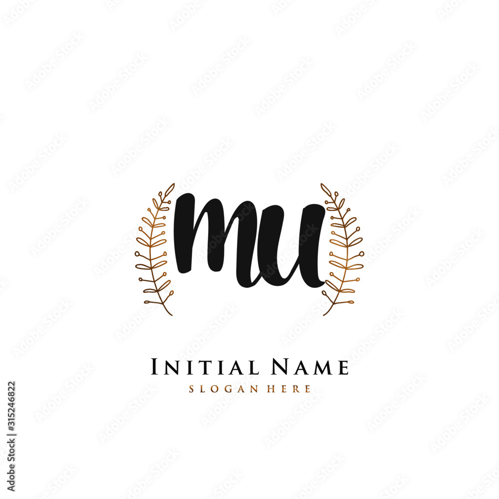 MU Initial handwriting logo vector MU Initial handwriting logo vector