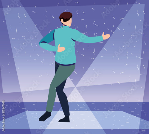 man dancing in nightclub, music and nightlife