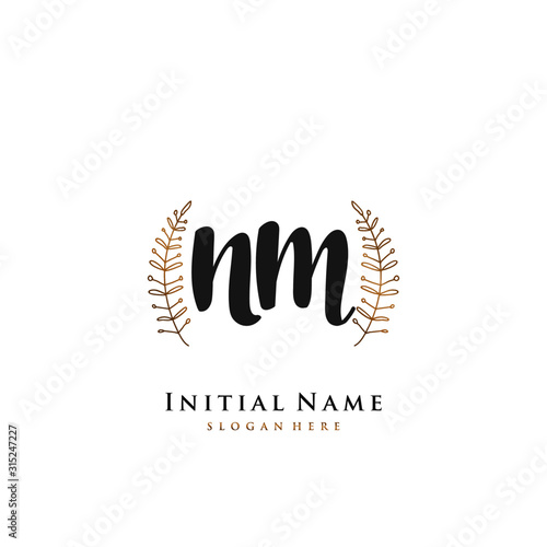  NM Initial handwriting logo vector