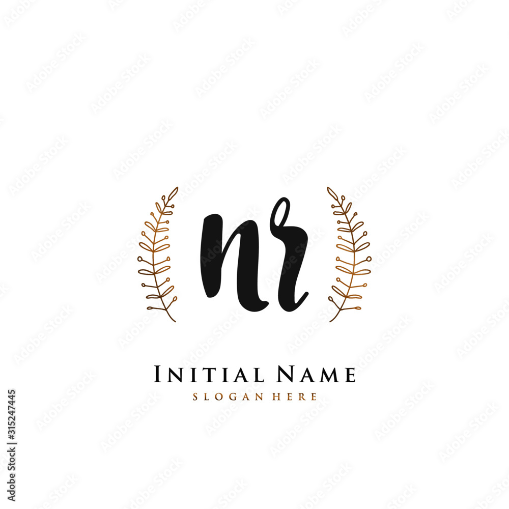 NR Initial handwriting logo vector NR Initial handwriting logo vector