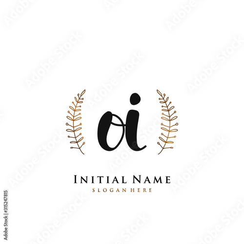 OI  Initial handwriting logo vector