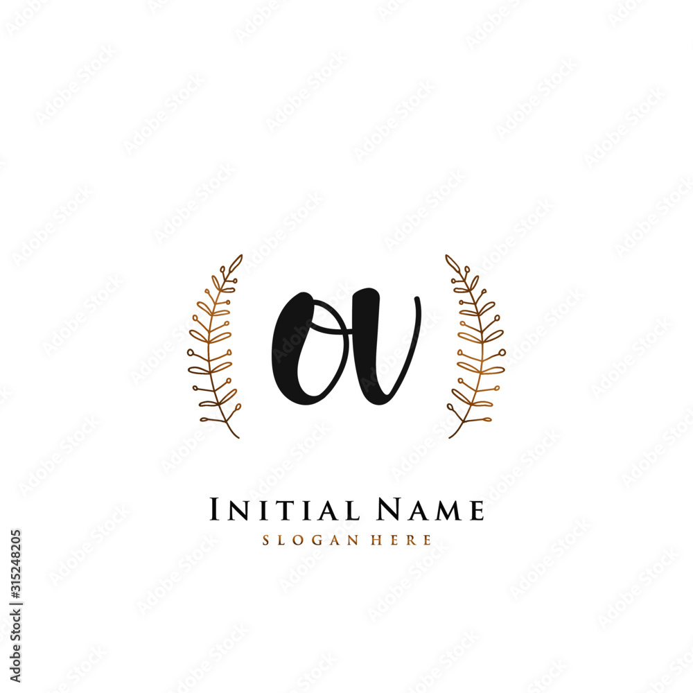 OV Initial handwriting logo vector OV Initial handwriting logo vector