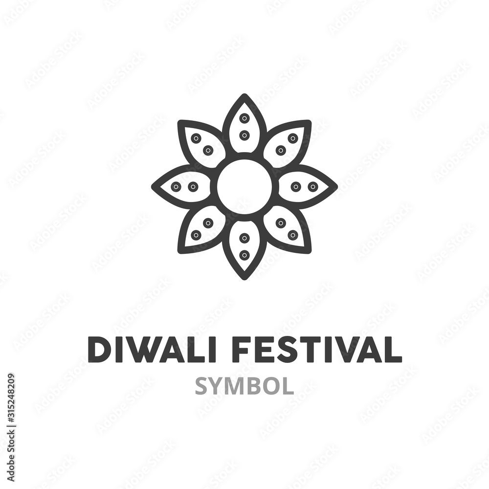 Symbol of Diwali festival Candle thin line icon. Vector illustration symbol elements for web design.