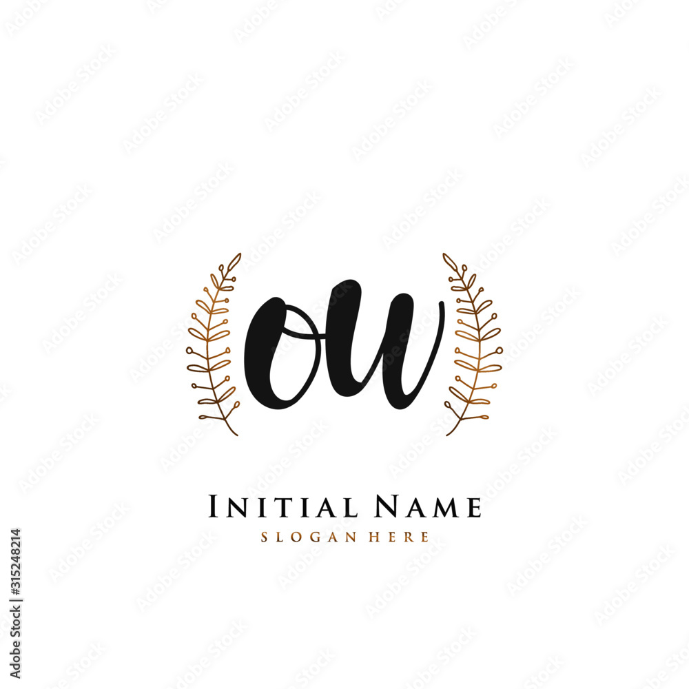 OW Initial handwriting logo vector OW Initial handwriting logo vector