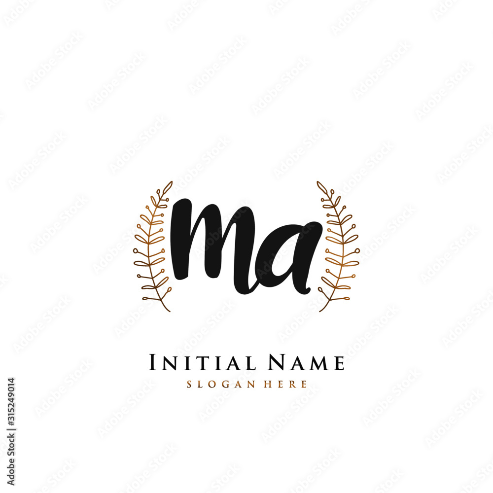 MA Initial handwriting logo vector MA Initial handwriting logo vector