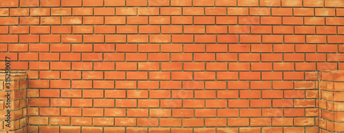 Dark orange brick wall background arranged beautifully