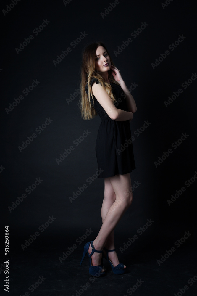 Beautiful girl in black dress Beautiful girl in black dress