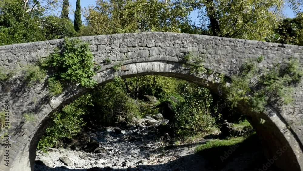 Old Bridge in Podgorica, Montenegro (old Ribnica River Bridge, aerial) Old Bridge in Podgorica, Montenegro (old Ribnica River Bridge, aerial)