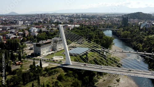 Wallpaper Mural Milenium Bridge in Podgorica, Montenegro (flight over city) Torontodigital.ca