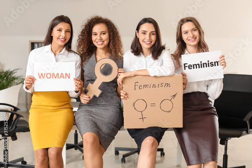 Young women in office. Conc...