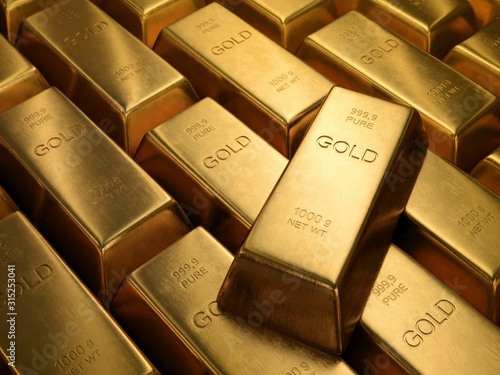 Gold bullion, illustration photo