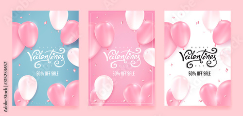 Valentines day sale background with Balloons. Vector illustration.banners.Wallpaper.flyers, invitation, posters, brochure, voucher discount.