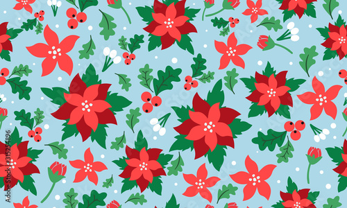 The beauty of Christmas floral wallpaper decoration  with leaf and flower decor.