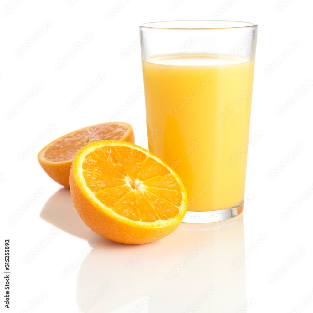 Orange juice and fresh orange Orange juice and fresh orange