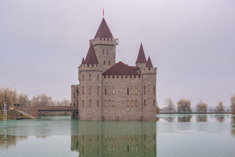 Fototapeta premium Medieval castle in the middle of the pond