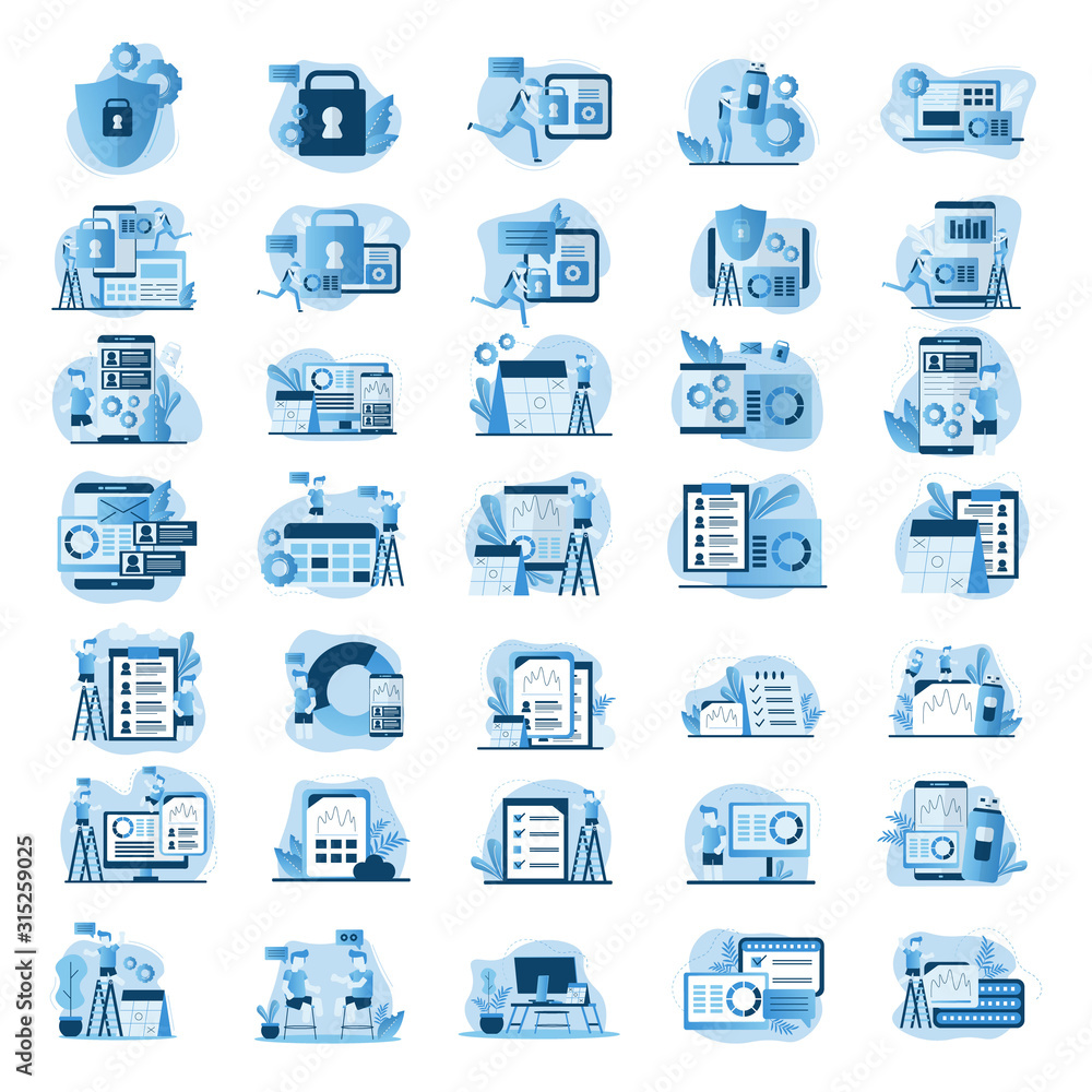 A collection of content creator icons on a white background