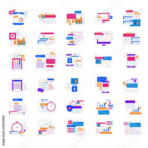 A collection of content creator icons on a white background