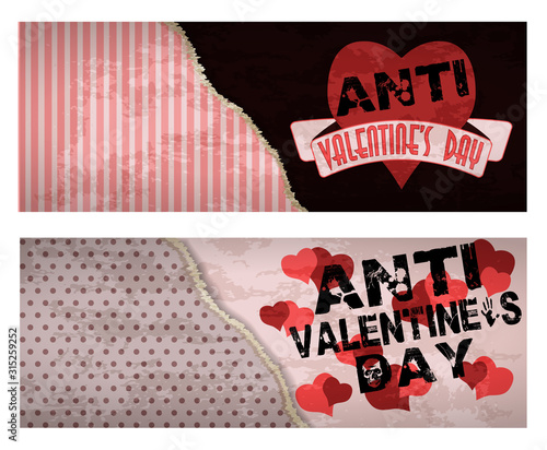 Anti valentine's day party banners, vector illustration