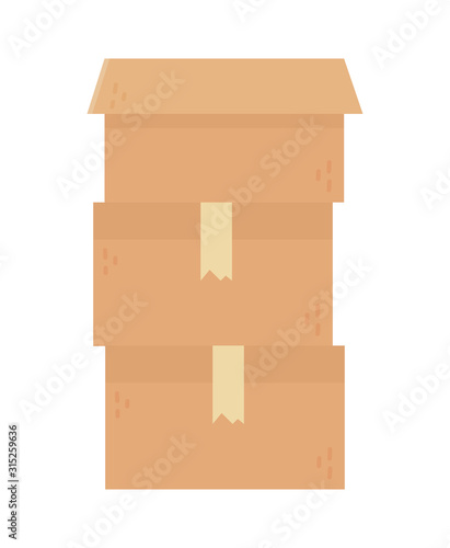 stacked cardboard boxes charity and donation concept