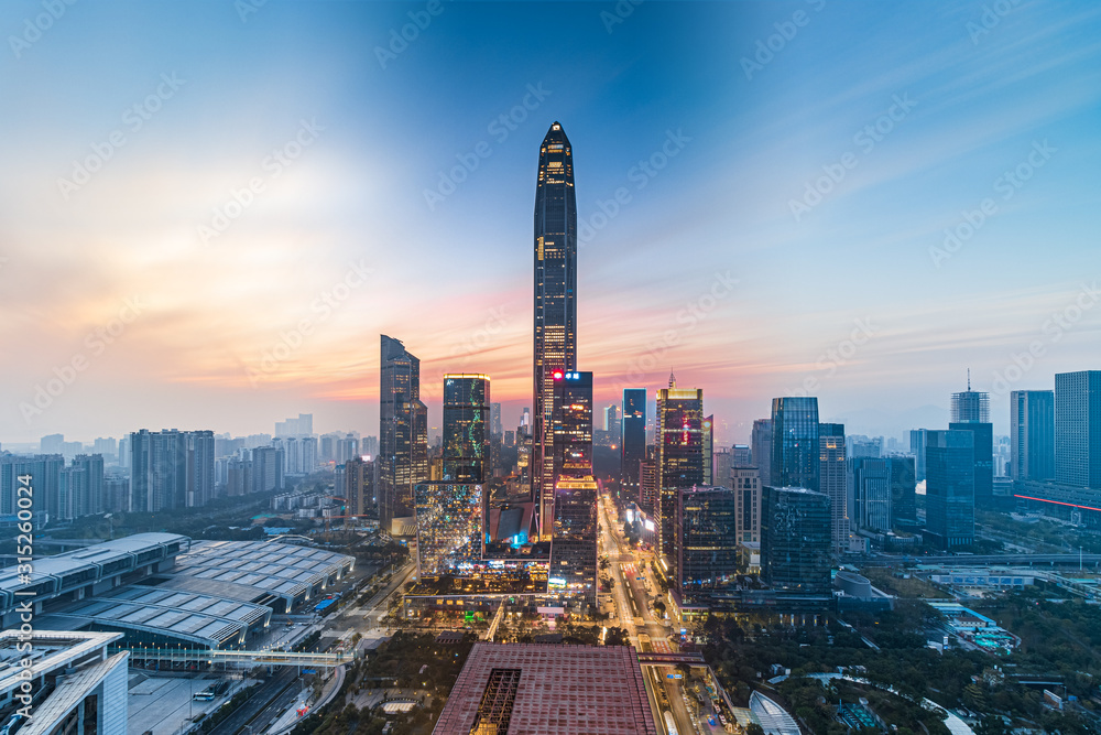 Naklejka premium Shenzhen Futian CBD cityscape skyline
