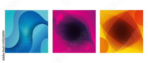 set of waves background, geometric figures