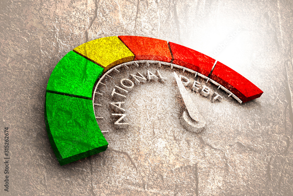 Cholesterol meter read high level of national debt result. Color scale ...