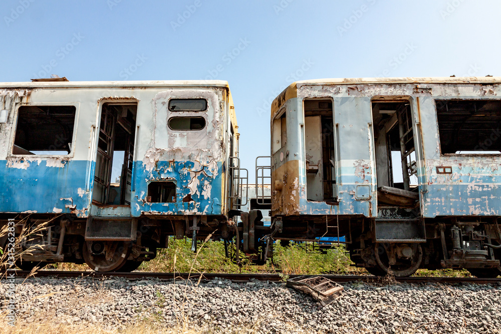 Fototapeta premium Train locomotives are very old After use for a long time.