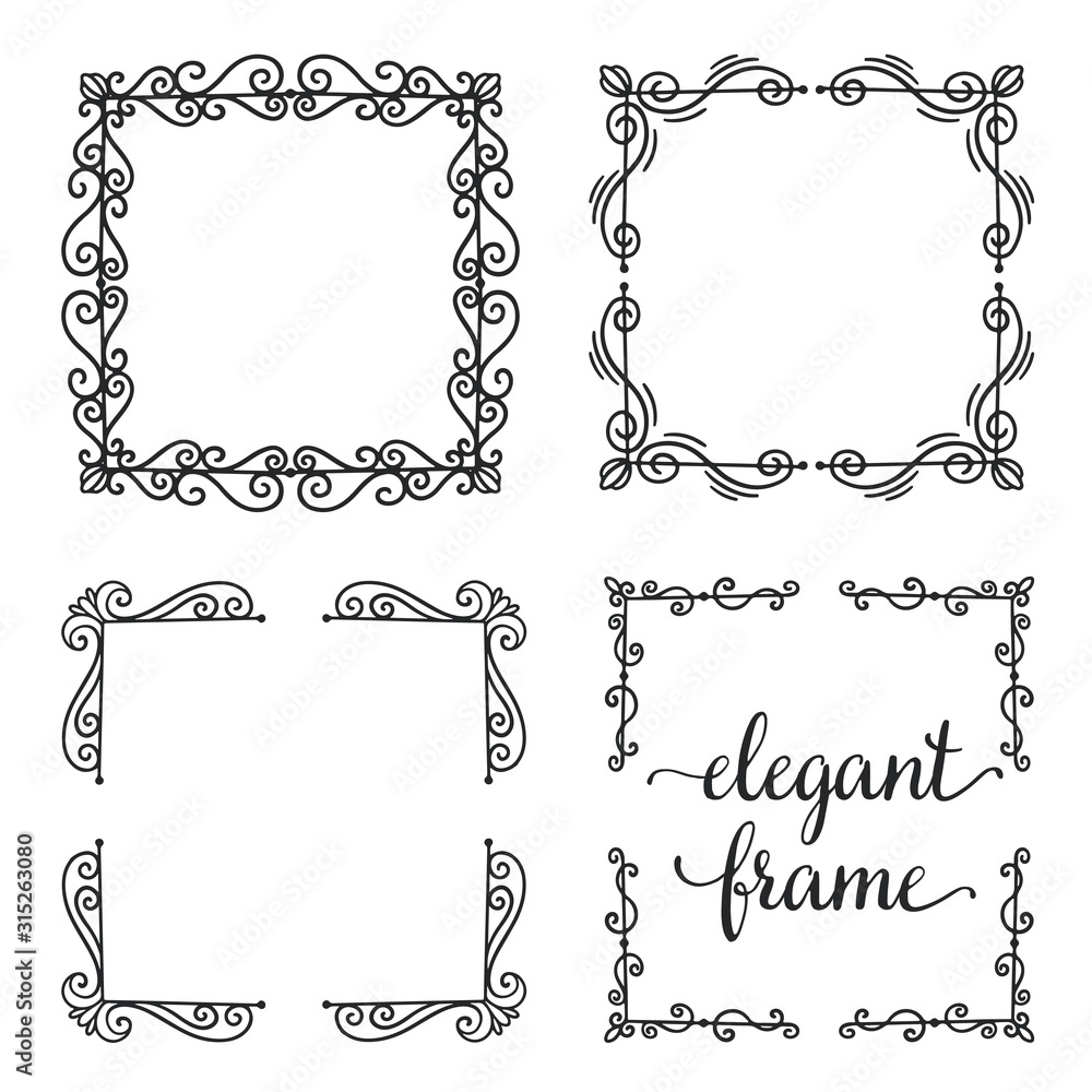 Set divider frame ornament.Decoration element design. Set divider frame ornament.Decoration element design.