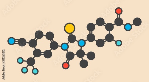 Enzalutamide cancer drug molecule
