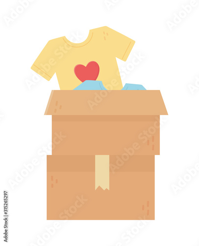 stacked cardboard boxes clothes charity and donation concept